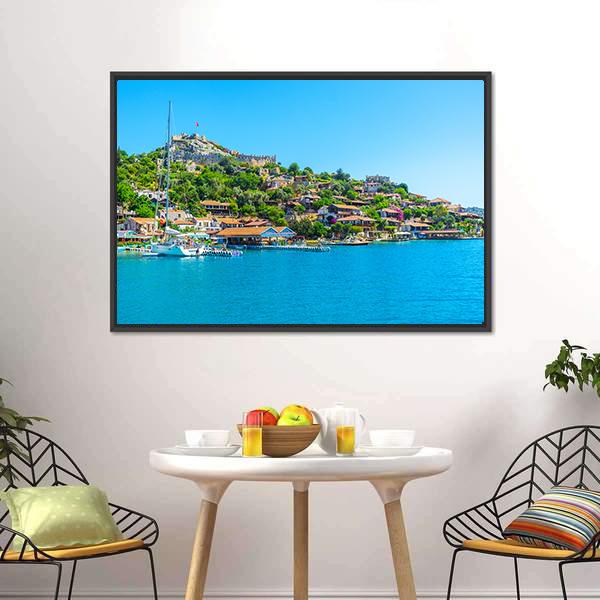 Byzantine Castle &amp; Village Canvas Wall Art-3 Horizontal-Gallery Wrap-25" x 16"-Tiaracle