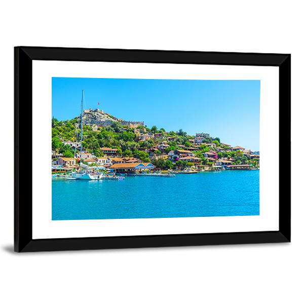 Byzantine Castle &amp; Village Canvas Wall Art-3 Horizontal-Gallery Wrap-25" x 16"-Tiaracle