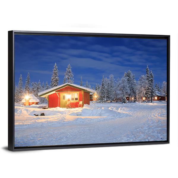 Cabin Hut In Winter Canvas Wall Art-3 Horizontal-Gallery Wrap-25" x 16"-Tiaracle