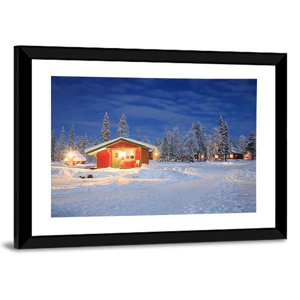 Cabin Hut In Winter Canvas Wall Art-3 Horizontal-Gallery Wrap-25" x 16"-Tiaracle