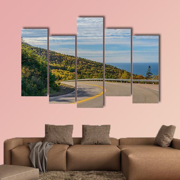 Cabot Trail Highway Canvas Wall Art-5 Pop-Gallery Wrap-47" x 32"-Tiaracle
