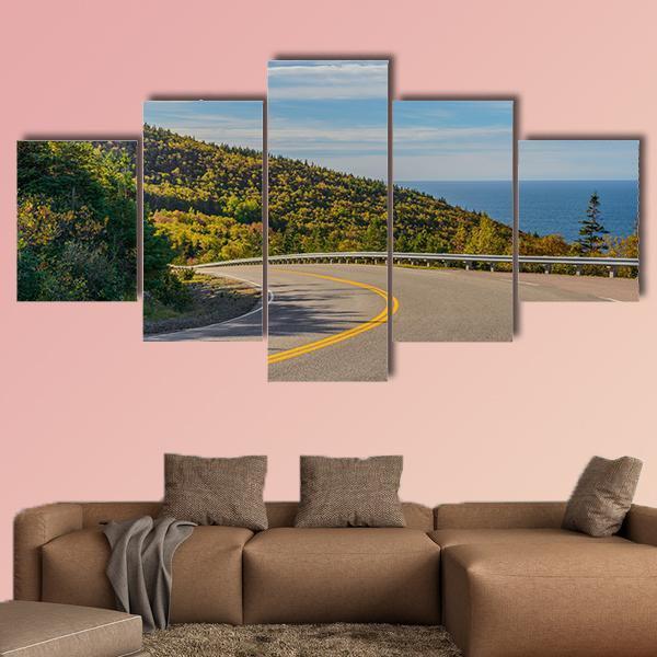 Cabot Trail Highway Canvas Wall Art-5 Star-Gallery Wrap-62" x 32"-Tiaracle