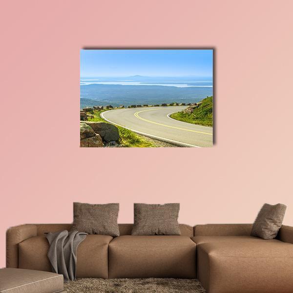 Cadillac Mountain Drive Canvas Wall Art-1 Piece-Gallery Wrap-48" x 32"-Tiaracle
