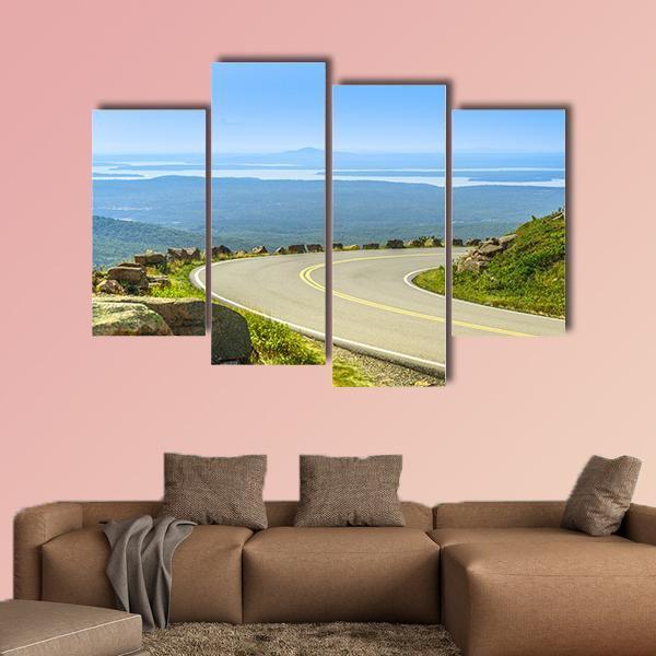 Cadillac Mountain Drive Canvas Wall Art-4 Pop-Gallery Wrap-50" x 32"-Tiaracle