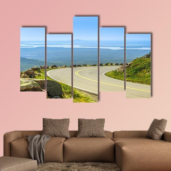 Cadillac Mountain Drive Canvas Wall Art-5 Pop-Gallery Wrap-47" x 32"-Tiaracle