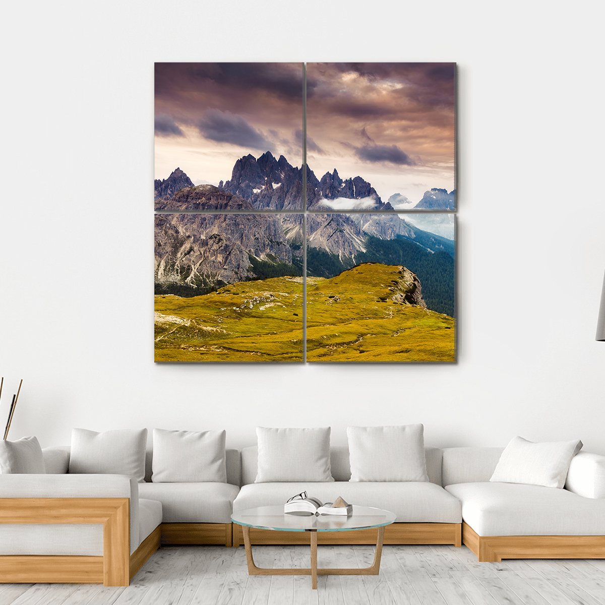 Cadini di Misurina Mountains In Tyrol Canvas Wall Art-4 Square-Gallery Wrap-17" x 17"-Tiaracle