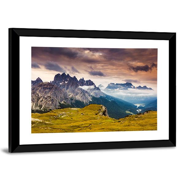 Cadini di Misurina Mountain Range In South Tyrol Panoramic Canvas Wall Art-1 Piece-36" x 12"-Tiaracle