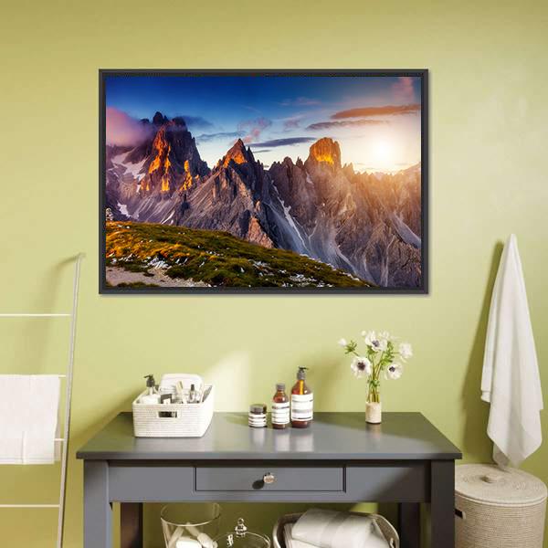 Cadini Di Misurina Range Canvas Wall Art-3 Horizontal-Gallery Wrap-25" x 16"-Tiaracle