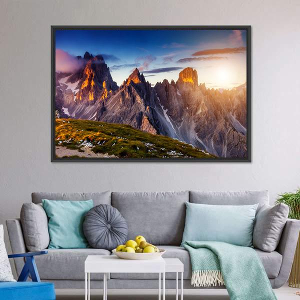 Cadini Di Misurina Range Canvas Wall Art-3 Horizontal-Gallery Wrap-25" x 16"-Tiaracle