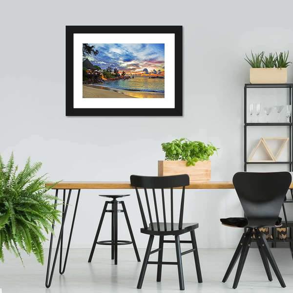 Cafe On Tropical Beach Canvas Wall Art-3 Horizontal-Gallery Wrap-25&quot; x 16&quot;-Tiaracle