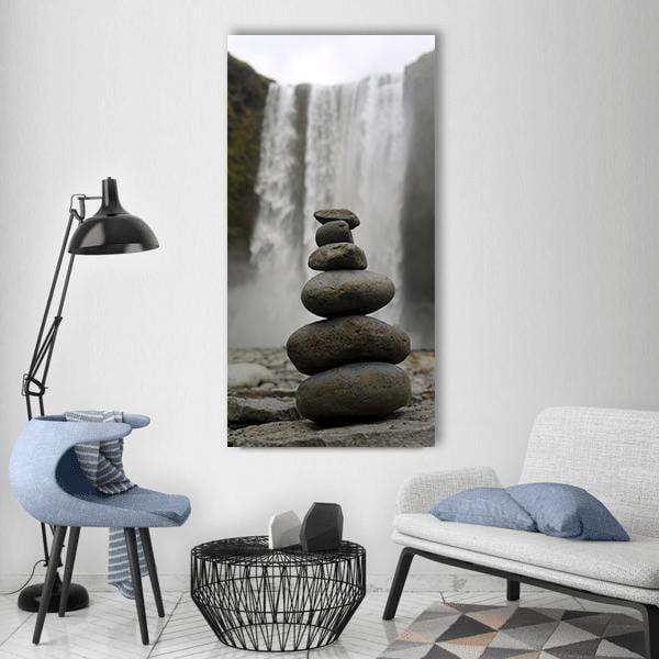 Cairn Waterfall Vertical Canvas Wall Art-1 Vertical-Gallery Wrap-12" x 24"-Tiaracle