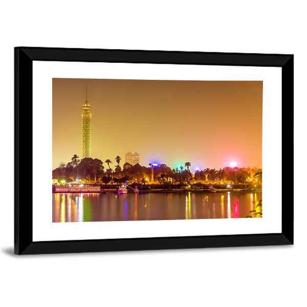 Cairo City At Evening Canvas Wall Art-5 Horizontal-Gallery Wrap-22" x 12"-Tiaracle