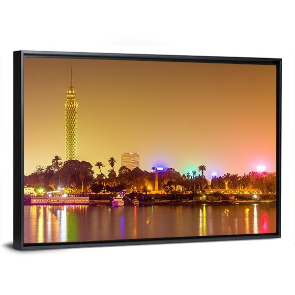 Cairo City At Evening Canvas Wall Art-5 Horizontal-Gallery Wrap-22" x 12"-Tiaracle