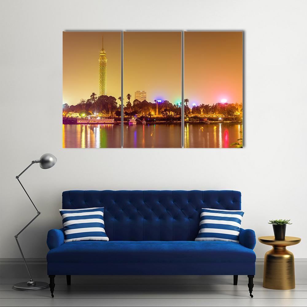 Cairo City At Evening Canvas Wall Art-3 Horizontal-Gallery Wrap-37" x 24"-Tiaracle