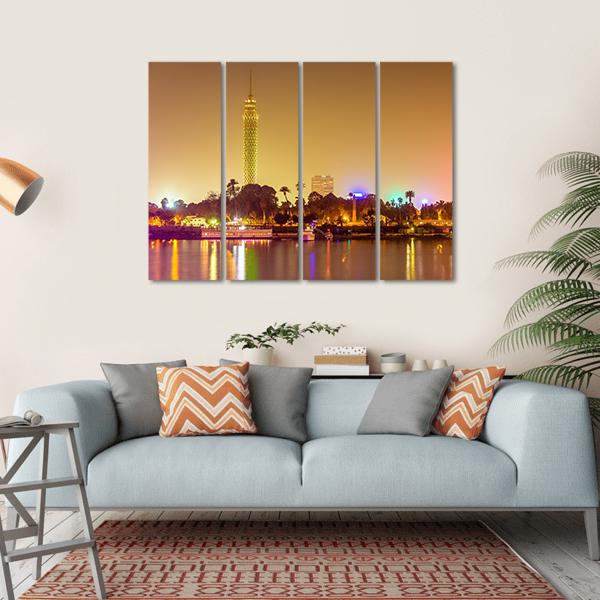 Cairo City At Evening Canvas Wall Art-4 Horizontal-Gallery Wrap-34" x 24"-Tiaracle