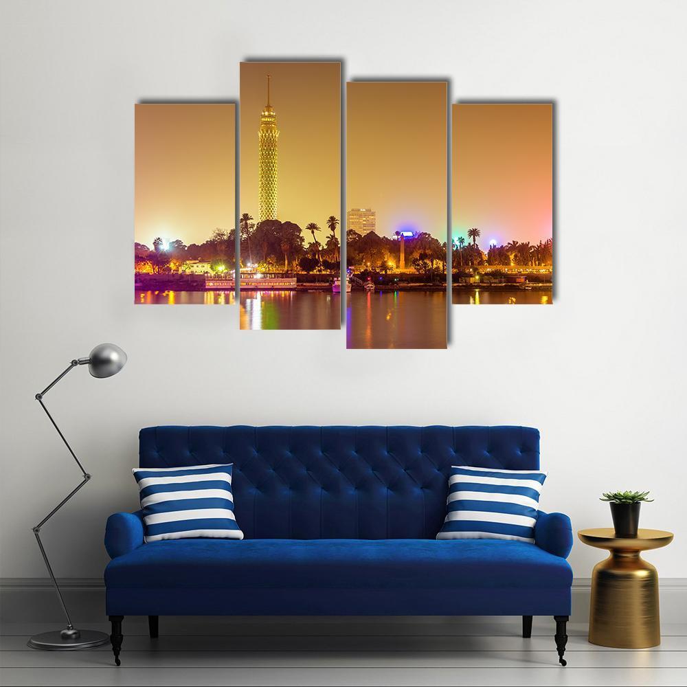 Cairo City At Evening Canvas Wall Art-4 Pop-Gallery Wrap-50" x 32"-Tiaracle