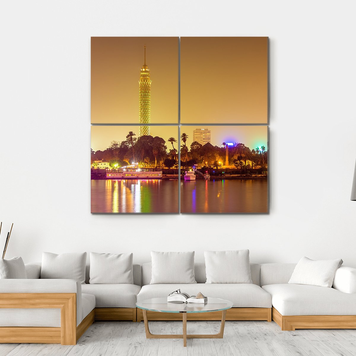 Cairo City At Evening Canvas Wall Art-4 Square-Gallery Wrap-17" x 17"-Tiaracle
