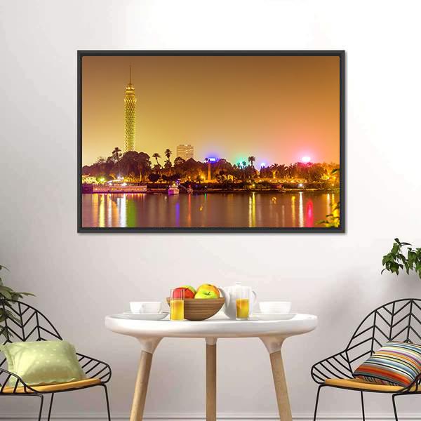 Cairo City At Evening Canvas Wall Art-3 Horizontal-Gallery Wrap-25" x 16"-Tiaracle