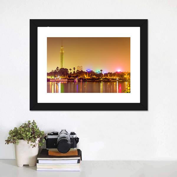 Cairo City At Evening Canvas Wall Art-1 Piece-Framed Print-20" x 16"-Tiaracle