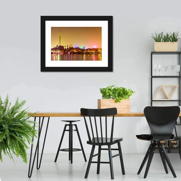 Cairo City At Evening Canvas Wall Art-3 Horizontal-Gallery Wrap-25" x 16"-Tiaracle