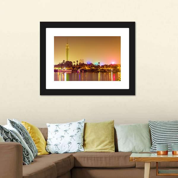 Cairo City At Evening Panoramic Canvas Wall Art-1 Piece-36" x 12"-Tiaracle