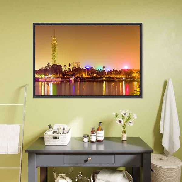 Cairo City At Evening Panoramic Canvas Wall Art-1 Piece-36" x 12"-Tiaracle