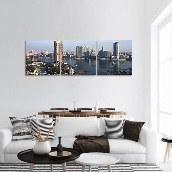 Cairo City Panoramic Canvas Wall Art-3 Piece-25" x 08"-Tiaracle
