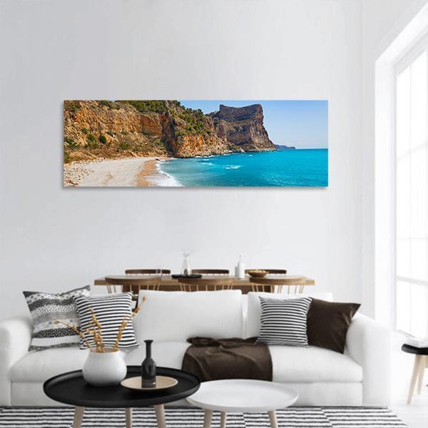 Cala Del Moraig Beach Panoramic Canvas Wall Art-1 Piece-36" x 12"-Tiaracle