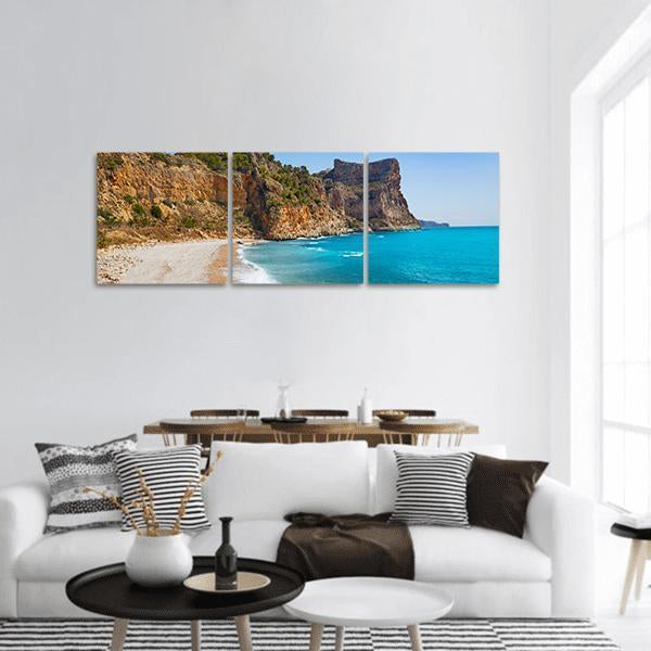 Cala Del Moraig Beach Panoramic Canvas Wall Art-3 Piece-25" x 08"-Tiaracle