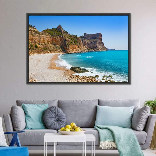 Cala Del Moraig Beach Canvas Wall Art-1 Piece-Floating Frame-24" x 16"-Tiaracle