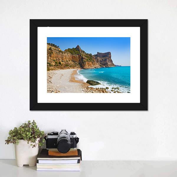 Cala Del Moraig Beach Canvas Wall Art-1 Piece-Framed Print-20" x 16"-Tiaracle