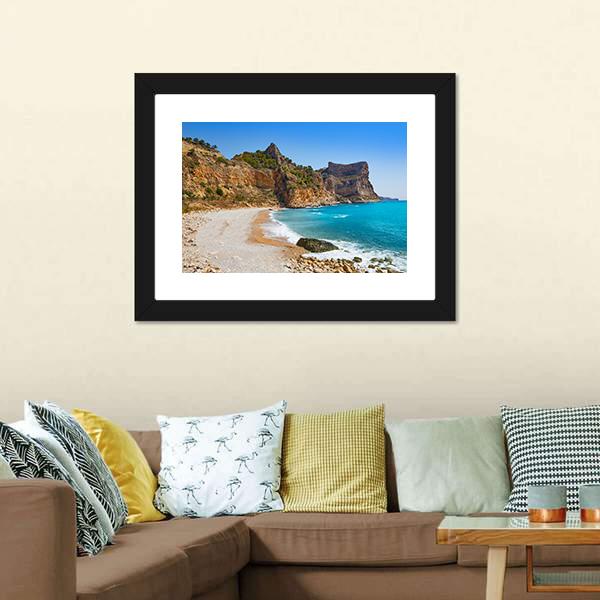 Cala Del Moraig Beach Panoramic Canvas Wall Art-1 Piece-36" x 12"-Tiaracle