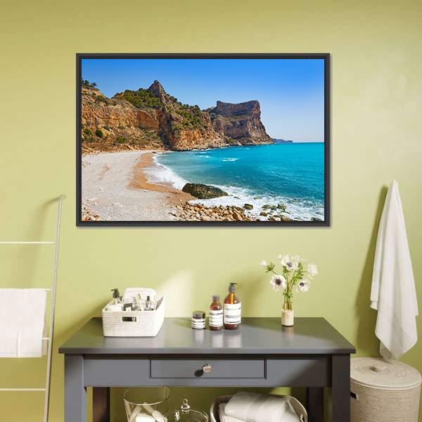 Cala Del Moraig Beach Panoramic Canvas Wall Art-1 Piece-36" x 12"-Tiaracle