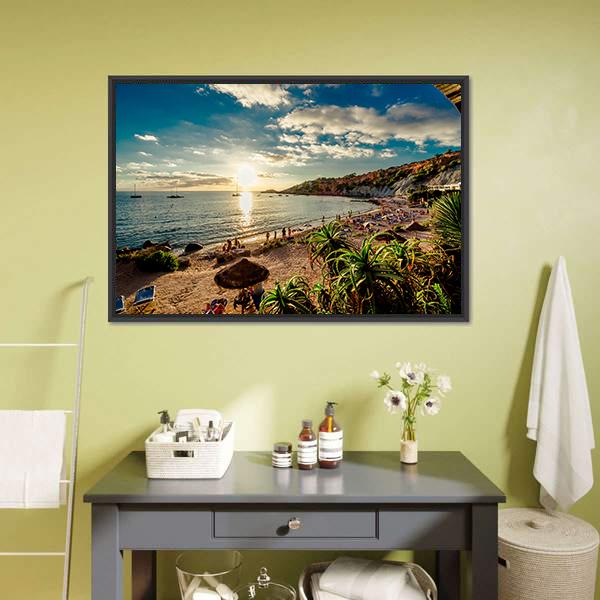 Cala d'Hort Beach Canvas Wall Art-5 Horizontal-Gallery Wrap-22" x 12"-Tiaracle
