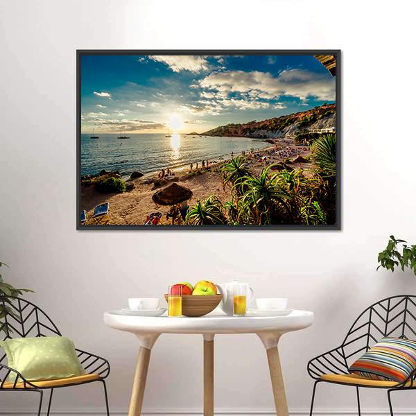 Cala d'Hort Beach Canvas Wall Art-5 Horizontal-Gallery Wrap-22" x 12"-Tiaracle
