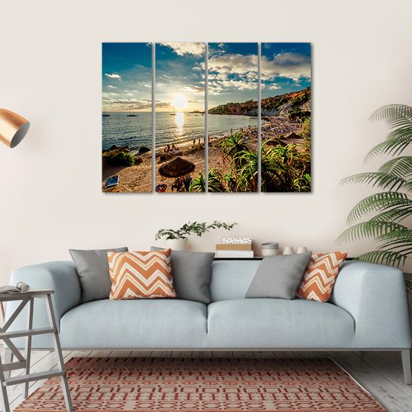 Cala d'Hort Beach Canvas Wall Art-4 Horizontal-Gallery Wrap-34" x 24"-Tiaracle