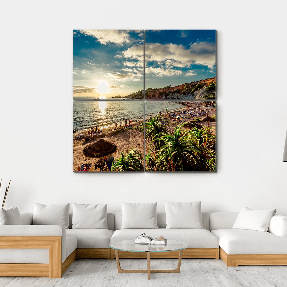 Cala d'Hort Beach Canvas Wall Art-4 Square-Gallery Wrap-17" x 17"-Tiaracle