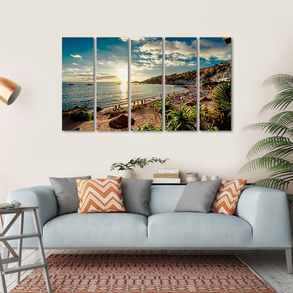 Cala d'Hort Beach Canvas Wall Art-5 Horizontal-Gallery Wrap-22" x 12"-Tiaracle