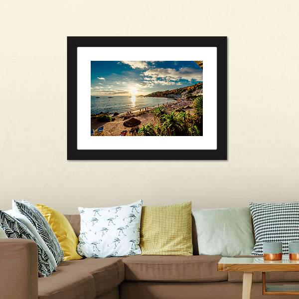Cala d'Hort Beach Canvas Wall Art-5 Horizontal-Gallery Wrap-22" x 12"-Tiaracle