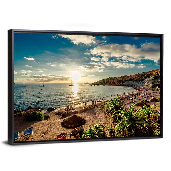Cala d'Hort Beach Canvas Wall Art-5 Horizontal-Gallery Wrap-22" x 12"-Tiaracle