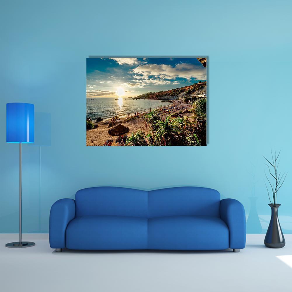 Cala d'Hort Beach Canvas Wall Art-1 Piece-Gallery Wrap-48" x 32"-Tiaracle