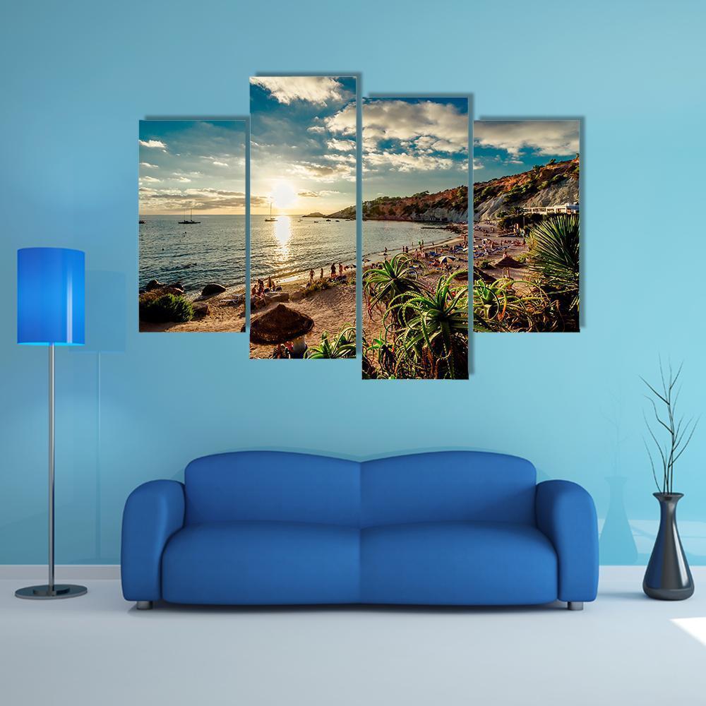 Cala d'Hort Beach Canvas Wall Art-3 Horizontal-Gallery Wrap-37" x 24"-Tiaracle