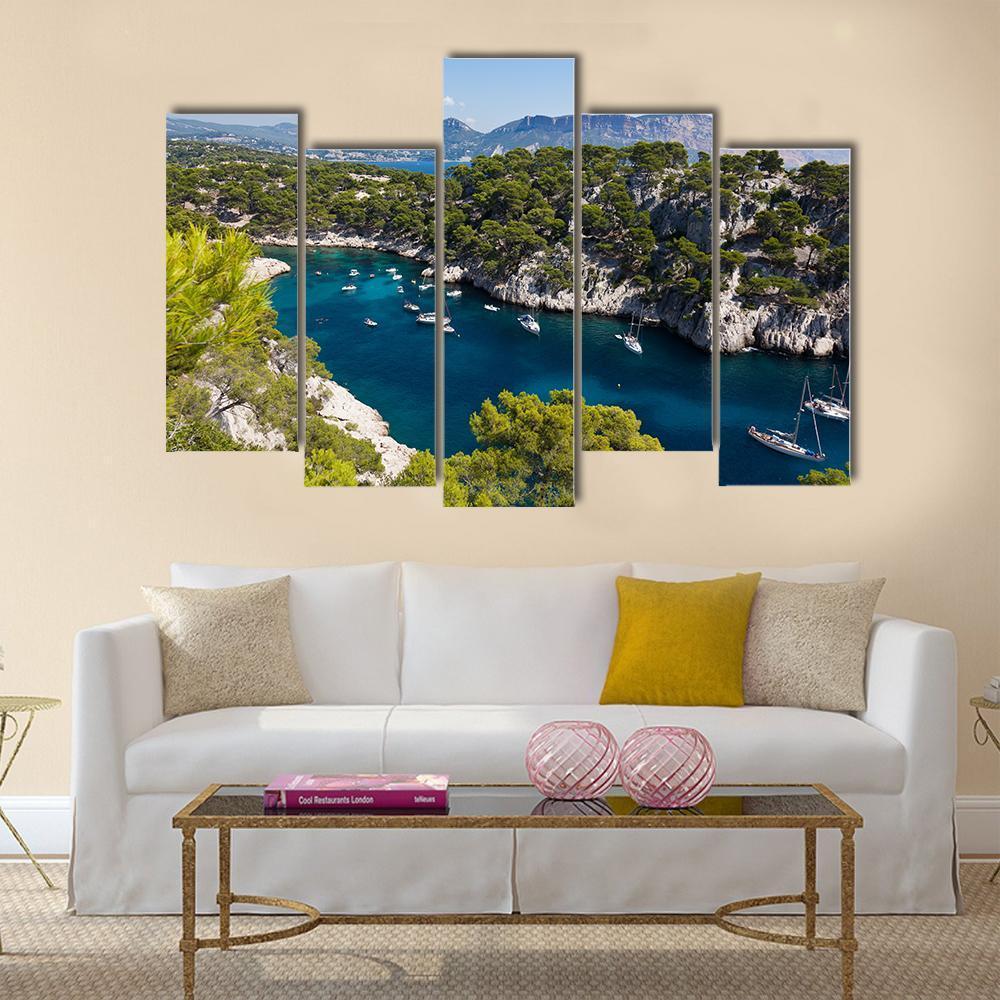 Calanques Of Port Pin France Canvas Wall Art-5 Pop-Gallery Wrap-47" x 32"-Tiaracle