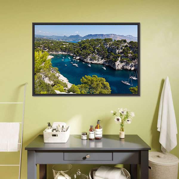 Calanques Of Port Pin France Canvas Wall Art-3 Horizontal-Gallery Wrap-25" x 16"-Tiaracle