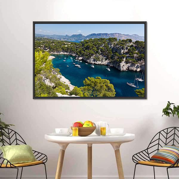 Calanques Of Port Pin France Canvas Wall Art-3 Horizontal-Gallery Wrap-25" x 16"-Tiaracle