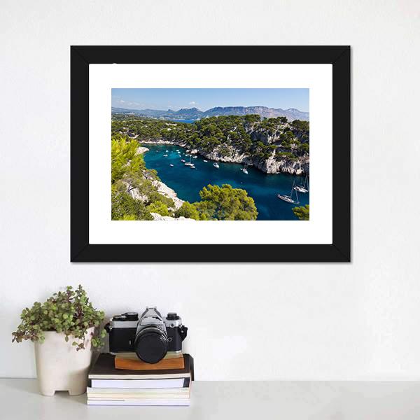 Calanques Of Port Pin France Canvas Wall Art-1 Piece-Framed Print-20" x 16"-Tiaracle