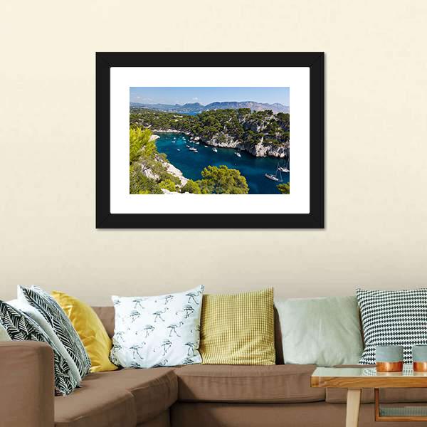 Calanques Of Port Pin France Canvas Wall Art-3 Horizontal-Gallery Wrap-25" x 16"-Tiaracle