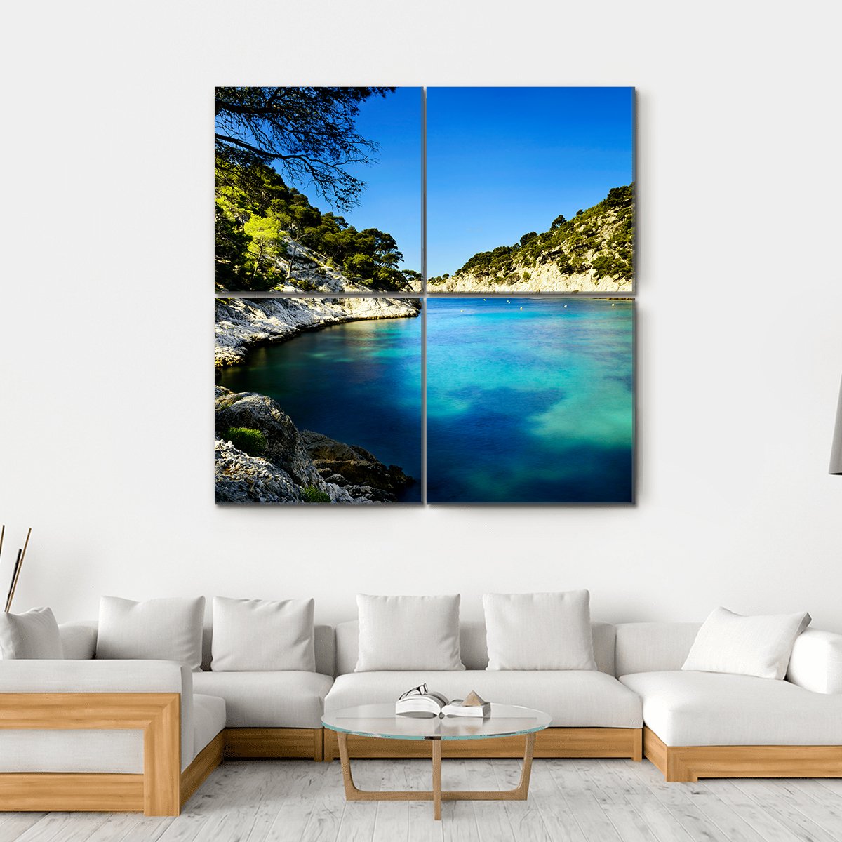 Calanques Of Port Pin In Cassis In France Canvas Wall Art-4 Square-Gallery Wrap-17" x 17"-Tiaracle