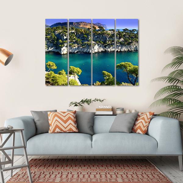 Massif des Calanques Canvas Wall Art-4 Horizontal-Gallery Wrap-34" x 24"-Tiaracle