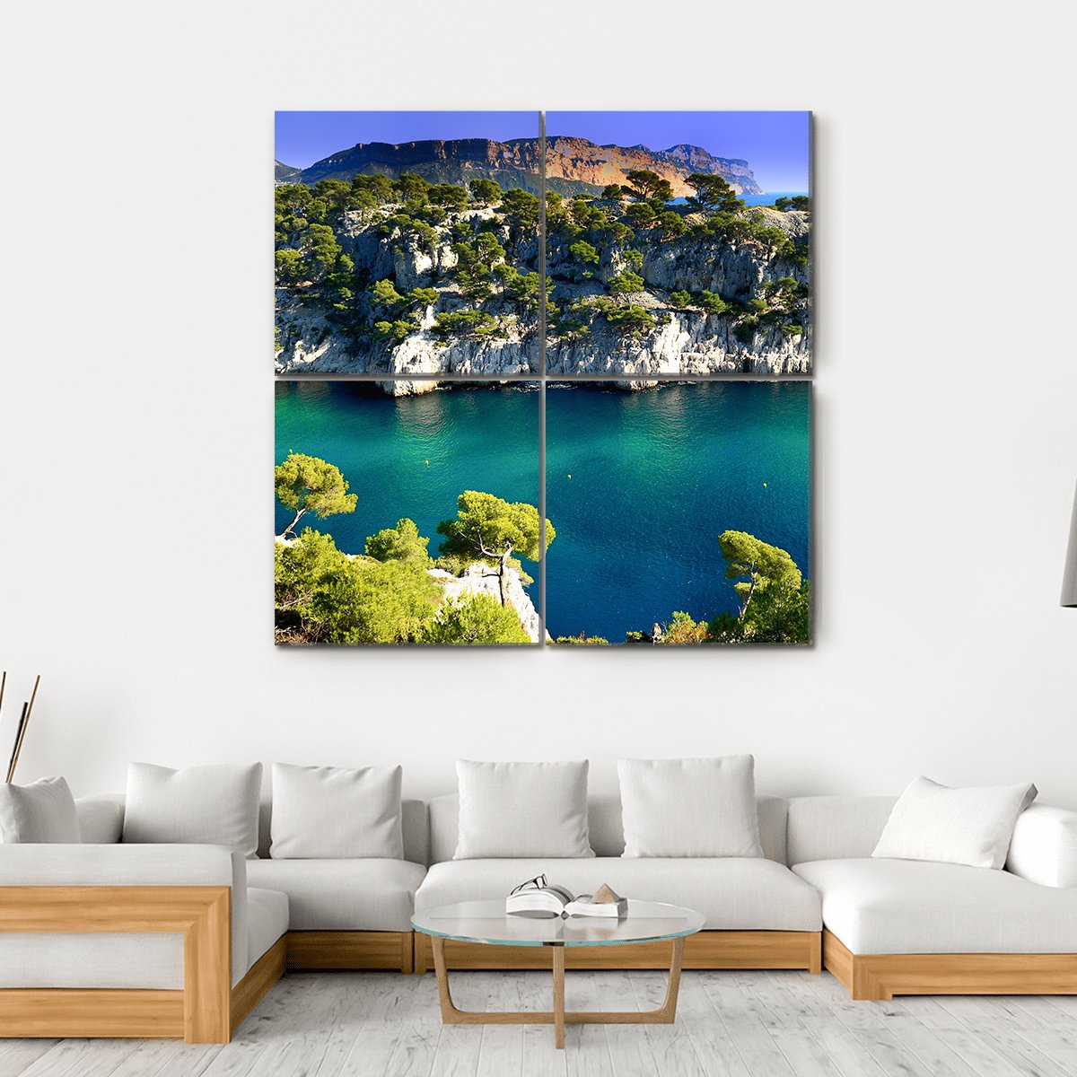 Massif des Calanques Canvas Wall Art-4 Square-Gallery Wrap-17" x 17"-Tiaracle